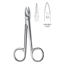 [RE-316-12] Beebee Ligature Scissors, Saw Edge, Str, 12cm