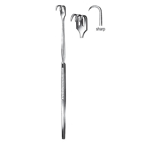 Retractor, Sharp, 3 Prongs, 16cm