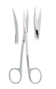Goldman-Fox (special) Gum Scissors Curved, one blade serrated Fig. 3 ,(13 cm)