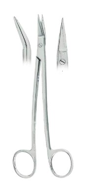Dean Gum Scissors Curved, one blade serrated Fig 1( 17cm)