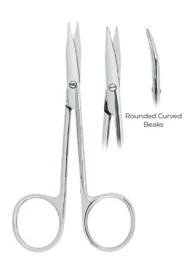 Surgical Scissors (Dissecting Scissors)  Rounded curved beaks Stevens (11.5 cm)