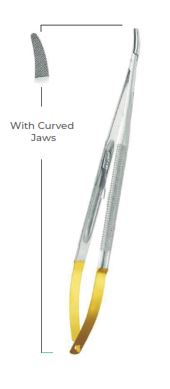 Micro-Barraquer TC  Needle Holders With curved jaws   18cm