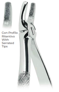 Extracting Forceps Con proﬁlo ritentivo With serrated tips for upper molars fig 7