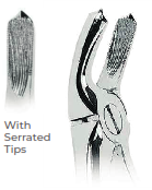Extracting Forceps With serrated tips for  Upper molars  Fig. 18A