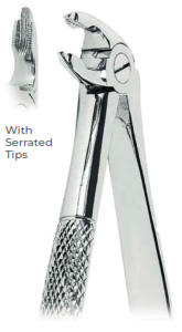 Extracting Forceps With serrated tips FOR Fractured or decayed lower teeth   Fig. 38A