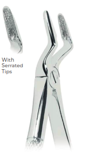 Extracting Forceps With serrated tips FOR Upper roots and canines Fig. 52