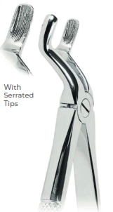 Extracting Forceps With serrated tips FOR  Upper third molars Fig. 67