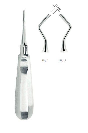 Helicoidal Root Elevators with stainless steel handle 3.3 mm Fig. 1