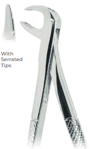 Extracting Forceps With serrated tips for Lower molars with broken crowns Fig. 99