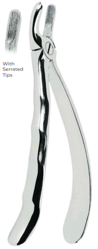 Extracting Forceps with Anatomically Shaped handle With serrated tips for Upper molars, right  Fig. 17