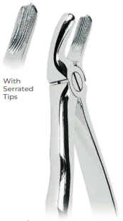 Extracting Forceps with Anatomically Shaped handle With serrated tips for  Upper molars, Ieft  Fig. 18