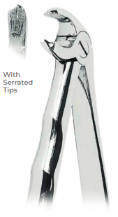 Extracting Forceps with Anatomically Shaped handle With serrated tips for Lower molars  Fig. 22