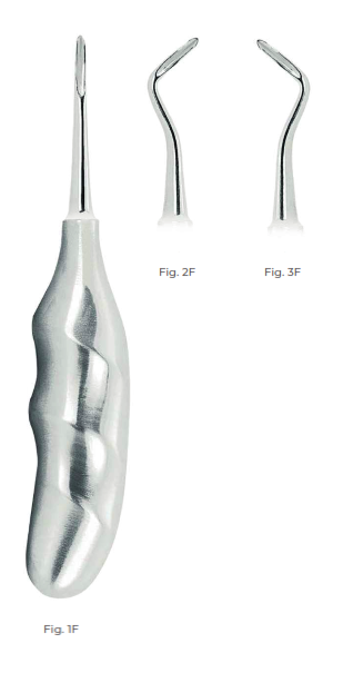 Flohr Root Elevators with Anatomically Shaped Handle in stainless steel Fig. 3F