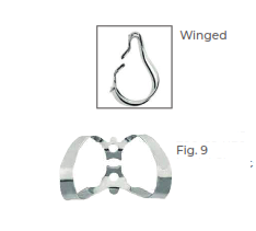 Labial clamp (Winged) Anterior Rubber Dam Clamps Fig. 9