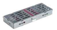 Stainless Steel Instrument Cassettes with Furrow Holes, (5 instruments), Red, 180x70x22mm