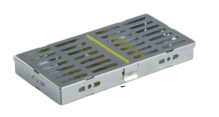 Stainless Steel Instrument Cassettes with Furrow Holes, (7 instruments), Yellow, 180x90x22mm