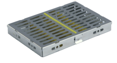 Stainless Steel Instrument Cassettes with Furrow Holes, (10 instruments), Yellow, 180x55x22mm