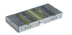 Stainless Steel Instrument Cassettes with Furrow Holes, (5 instruments), Yellow, 180x90x22mm