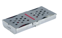 Ergonish Stainless Steel Instrument Cassettes with Furrow Holes, (5 instruments), Red, 185x90x25mm