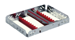 Strut Lock Stainless Steel Instrument Cassettes with Furrow Holes, (10 instruments), Red, 180x135x23mm