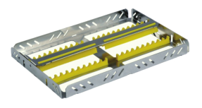 Strut Lock Stainless Steel Instrument Cassettes with Furrow Holes, (20 instruments), Yellow, 265x180x23mm