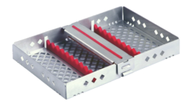 H-Lock Stainless Steel Instrument Cassettes with Furrow Holes, (10 instruments), Red, 178x130x22mm