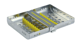 H-Lock Stainless Steel Instrument Cassettes with Furrow Holes, (10 instruments), Yellow, 185x145x23mm