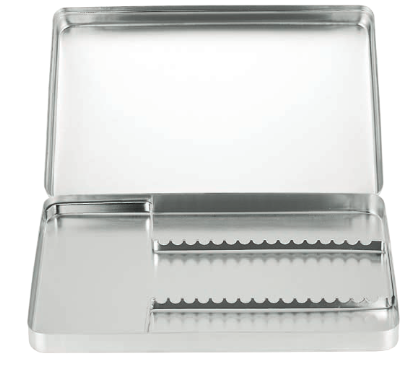 Solid Instrument Tray Complete with Insert Frame for 16 Instruments, 288x187x39mm