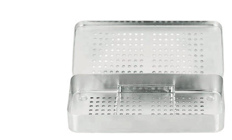 Perforated Instrument Tray Complete with Insert Frame for 7 Instruments, 200x100x30mm