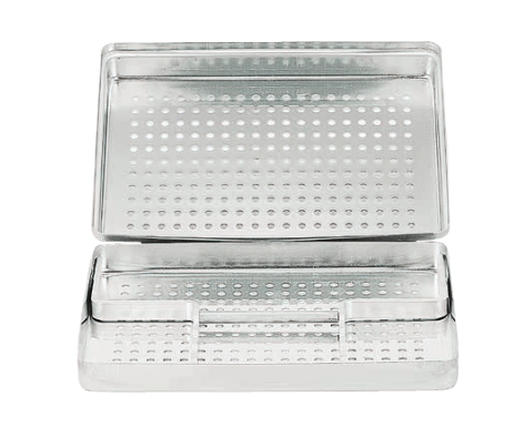 Perforated Instrument Tray Complete with Insert Frame for 8 Instruments, 187x144x39mm