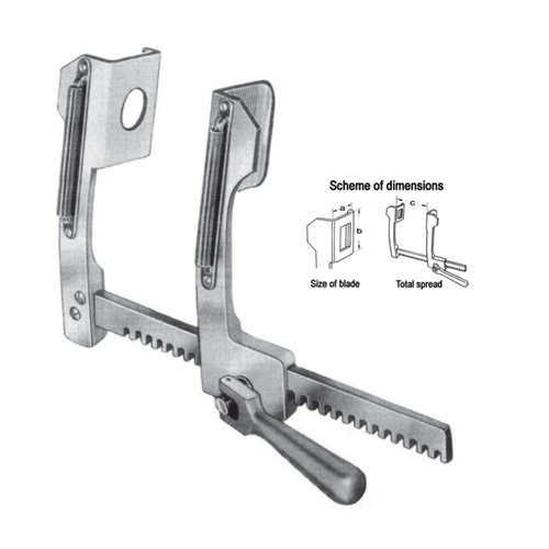 Finochietto Rib Spreaders (For Adults, With Suture Separate), S/S, (A=85mm, B=65mm, C=175mm)