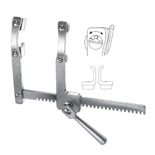 Morse-Favaloro Rib Spreaders (4 Movable Blades For Children), S/S, (A=12mm, B=20mm, C=155mm)