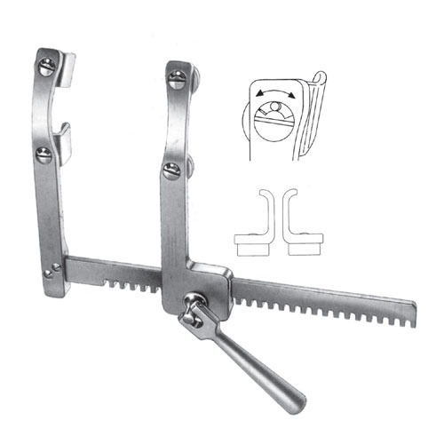 Morse-Favaloro Rib Spreaders (4 Movable Blades For Children), Alu, (A=12mm, B=20mm, C=155mm)