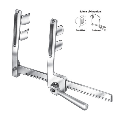 H-Ankeney Rib Spreaders (Child Size, Double Swivel Blades), S/S, (A=20mm, B=20mm, C=160mm)