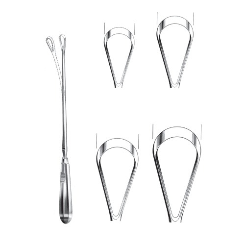 Bumm Uterine Curettes, Sharp, 34cm, 25 mm, (Malleable)