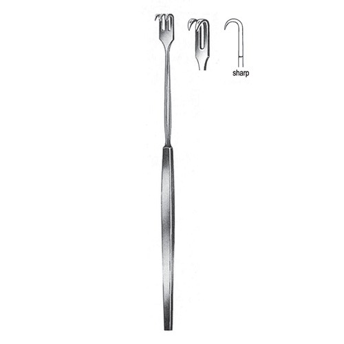 Retractor, Sharp, 2 Prongs, 16cm