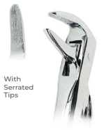 [RDJ-100-74/A] Extracting Forceps with Coderella handle With serrated tips for Lower roots Fig. 74