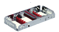 [RDJ-355-05/RD] Strut Lock Stainless Steel Instrument Cassettes with Furrow Holes, (5 instruments), Red, 180x82x23mm
