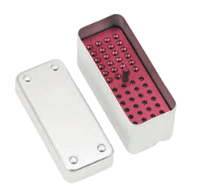 [RDJ-395-64/ALSR] Aluminium Endodontic Mini Boxes with Lid, Silver-Red, 100x44x54mm