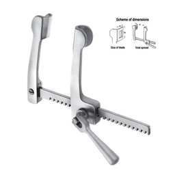[RS-170-01] Cooley Rib Spreaders, Alu, (A=12mm, B=15mm, C=70mm) For Neonatel