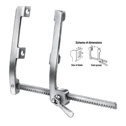 [RS-252-01] Finochietto Rib Spreaders (For Adults, With 2 Blades Attached To Each Other), Alu, (A=10mm, B=15mm, C=120mm)